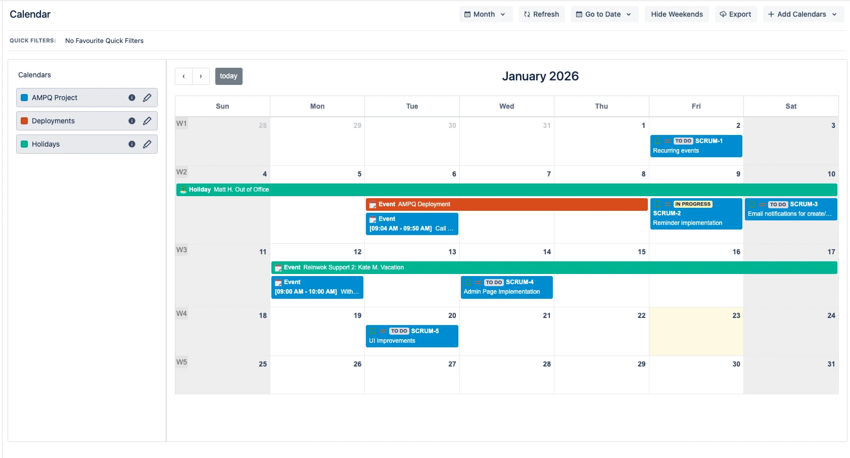 Calendar View