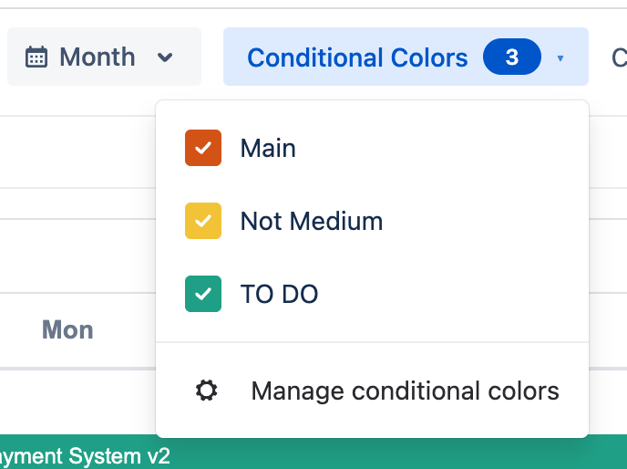 Conditional colors header dropdown with favourite rules