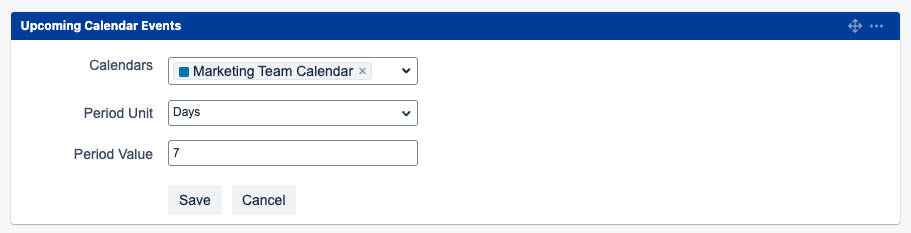Upcoming Calendar Events Gadget Configuration