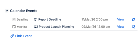 Calendar Events Issue Panel