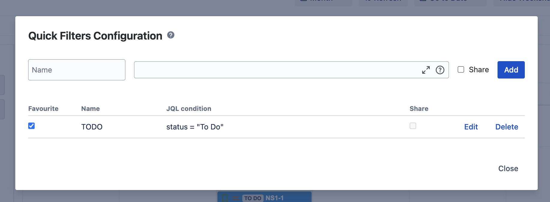 Quick Filters Configuration