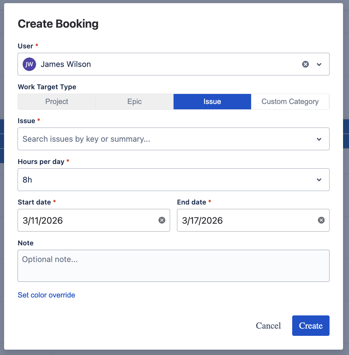 Booking - Issue Target