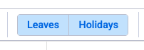 Scheduler toolbar showing Leaves and Holidays toggle buttons